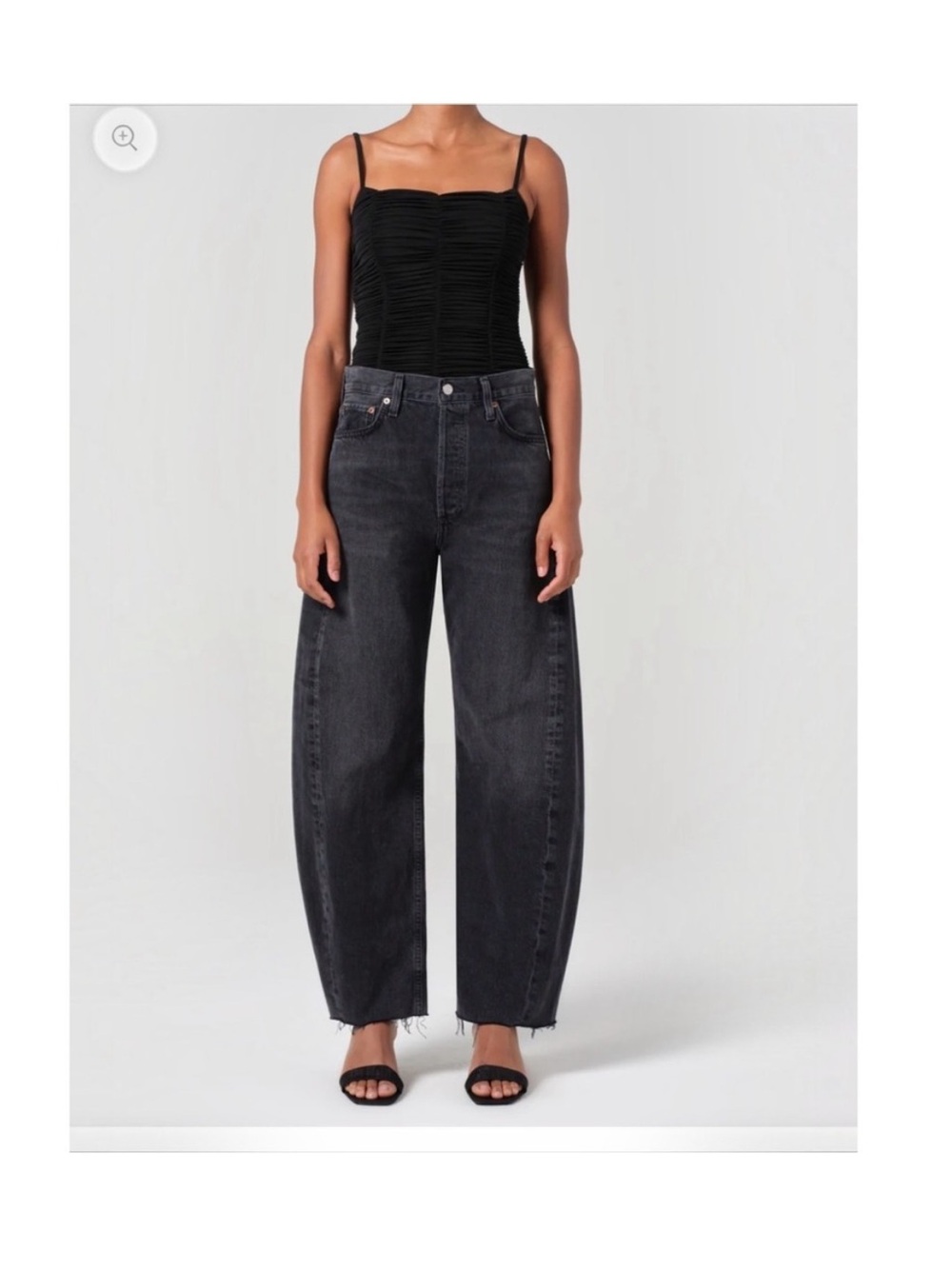 Agolde Luna washed black barrel jean